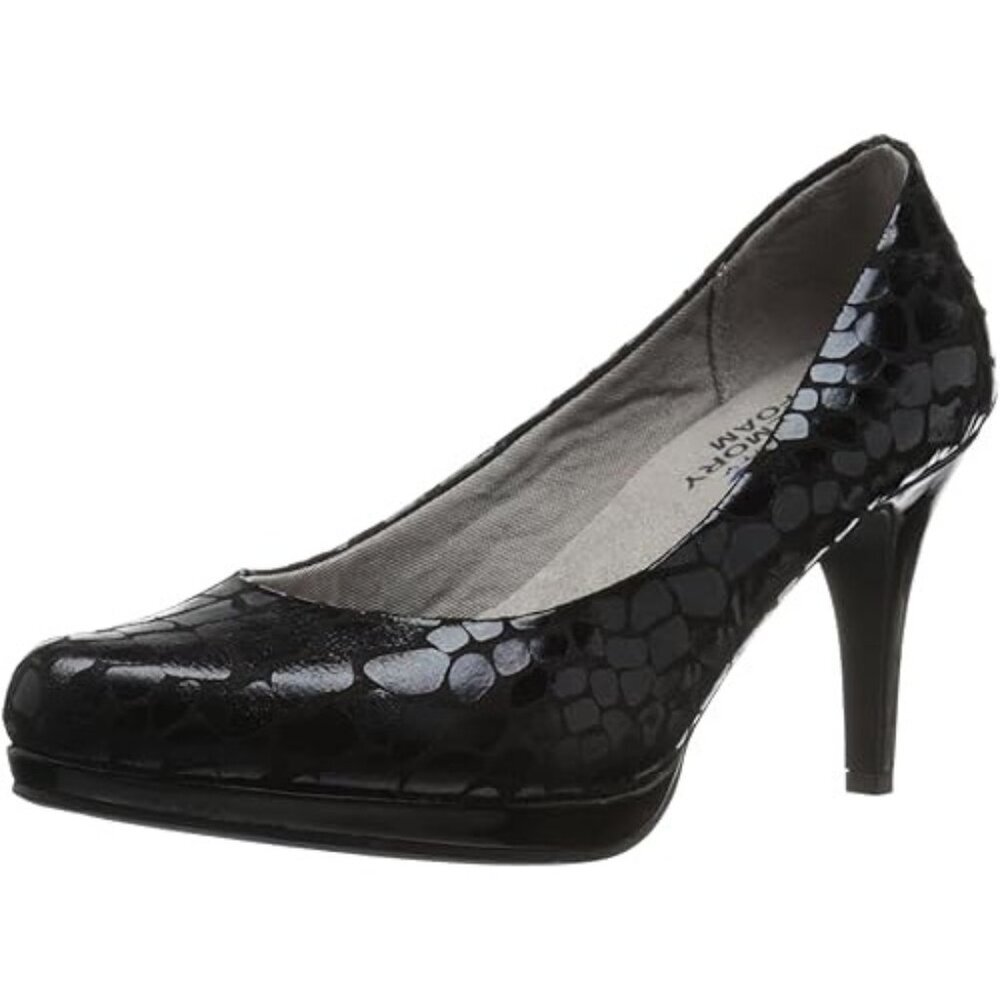 LifeStride Women's Black Croc-Embossed Heels With Memory Foam Comfort Pumps - Picture 7 of 8